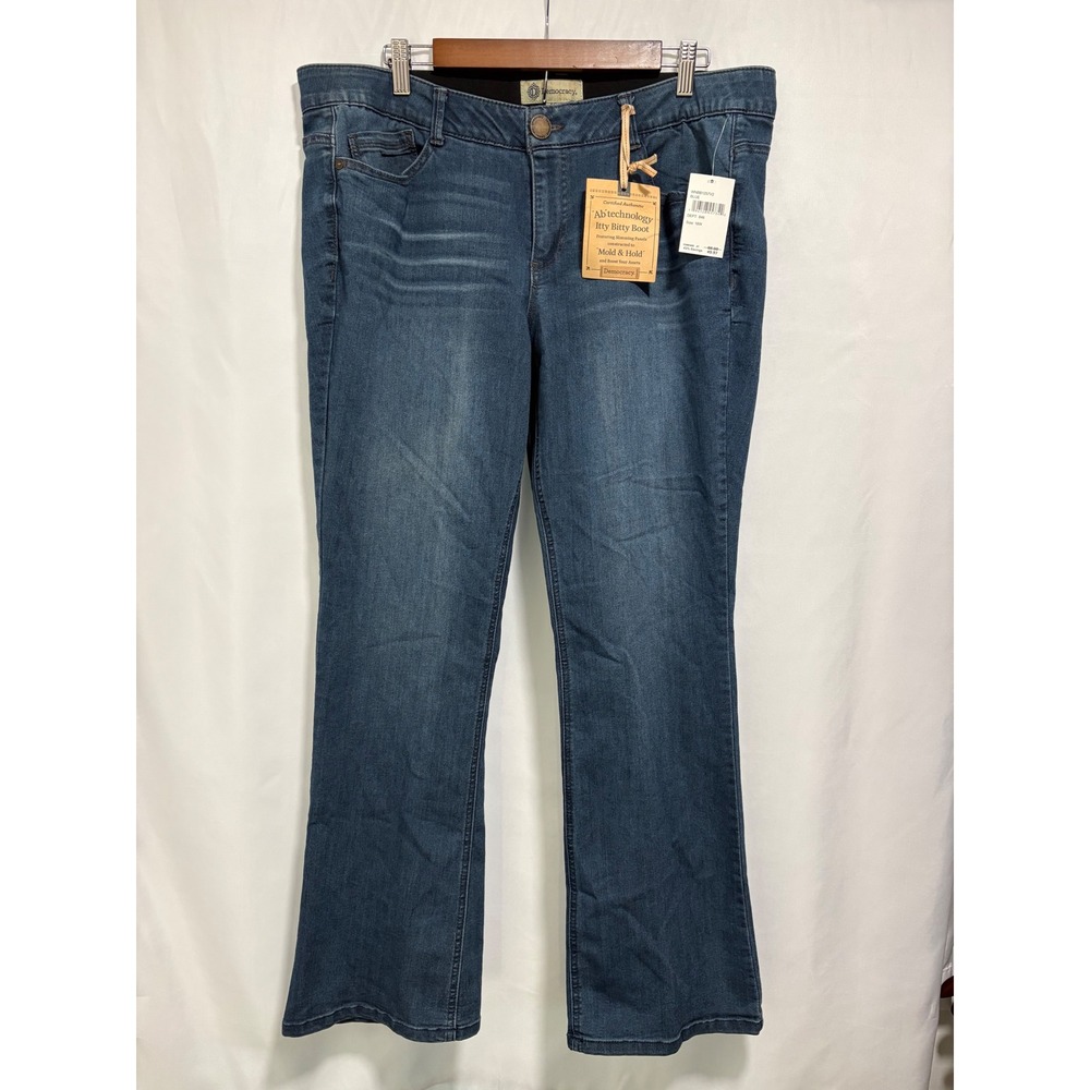 NWT Democracy Ab Technology Itty Bitty Boot Jeans Women's 18W Blue Stretch